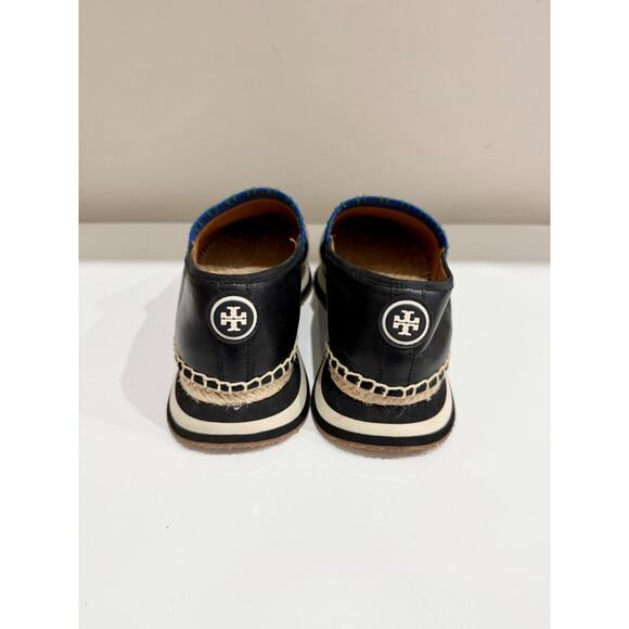Tory Burch Daisy Slip On Espadrille Leather and Coated Canvas Navy Tea Rose 8.5 - Picture 5 of 7